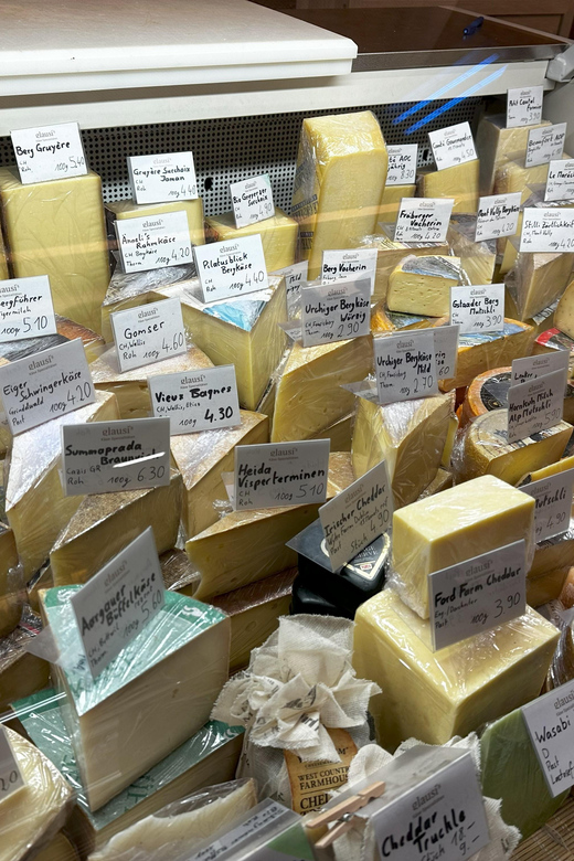 Basel: Cheese, Chocolate and Pastry Food Tour - Cheese tasting in Basel: from Gruyère AOP to Sbrinz, Appenzeller, Raclette, and Tête de