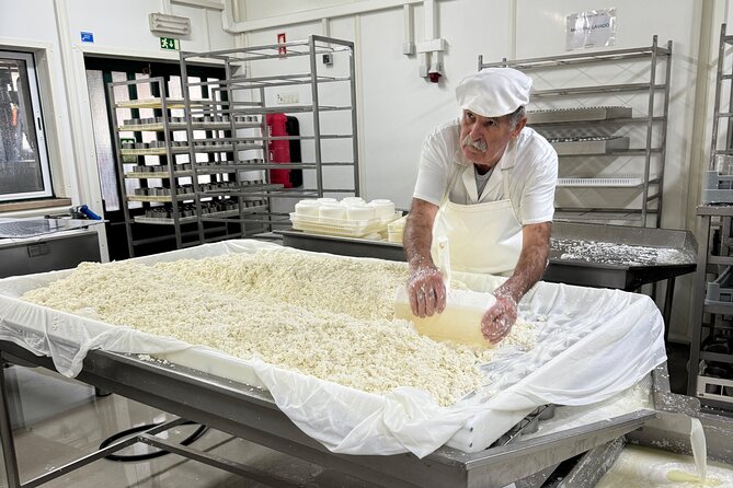 Lisbon Cheese Factory Visit, Wine Tasting and Tile Painting Tour - Alcochete-area cheese factory: the real work behind the cheese