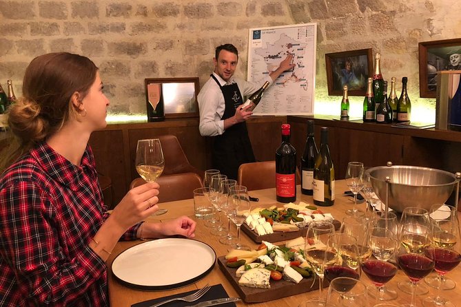 Paris - Ten Wines and Ten Cheeses Tasting in a Royal Cellar - The wine lineup: whites and reds in a French-terroir style